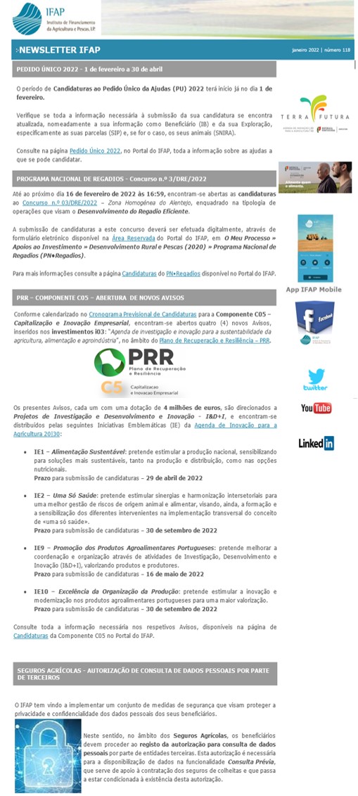 Newsletter IFAP n.º 117 - dezembro 2021 - bloco 1